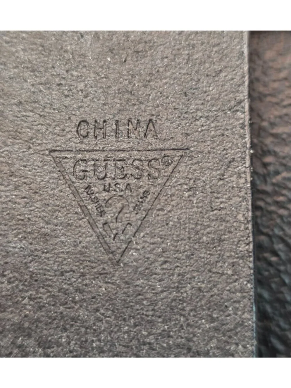 Guess Black Genuine Leather G Logo Plaque Belt Silver Buckle Size 38 Casual Mod